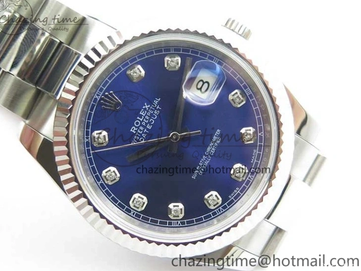 0406 Sporty DateJust 126334 SS Noob 1:1 904L Best Edition Blue Dial Diamond on Oyster Bracelet A 3164